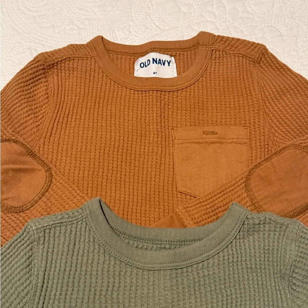 Old Navy Kids' Waffle‎ Knit Tees - Olive and Rust, 4T